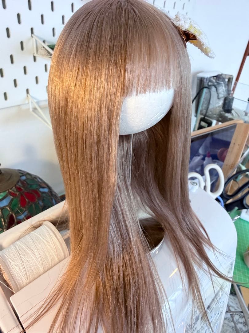 作家様製 モヘアウィッグ ブライス用 ナチュラルブラウン ＋アイチップおまけ