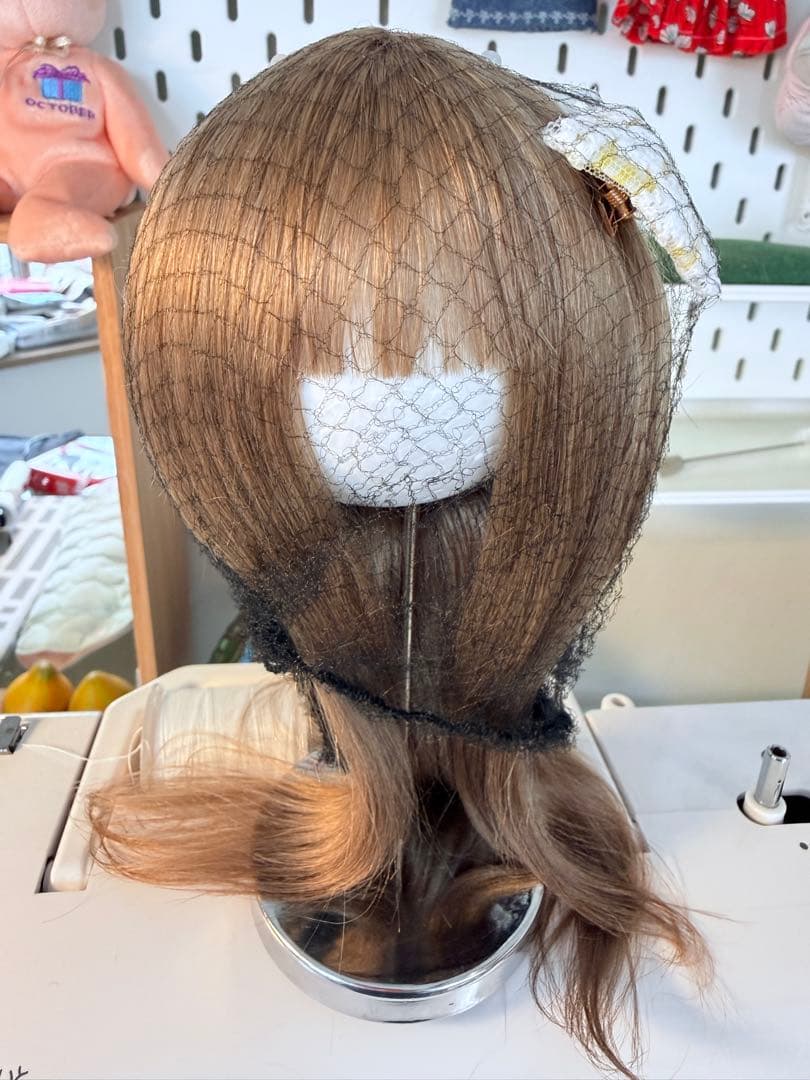 作家様製 モヘアウィッグ ブライス用 ナチュラルブラウン ＋アイチップおまけ