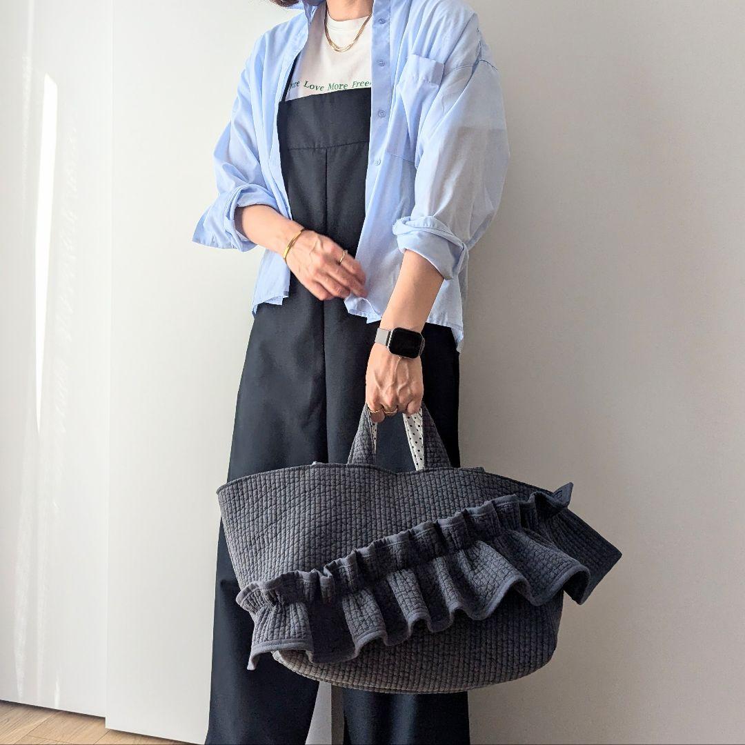 ヌビバッグ 大きめサイズ マザーズバッグ フリル ダブルハンドル ハンドメイド