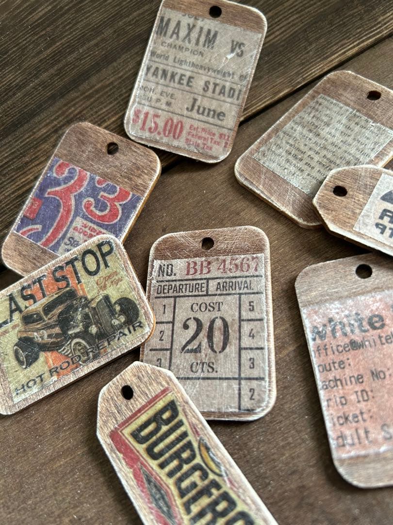 vintageウッドタグ　No.417