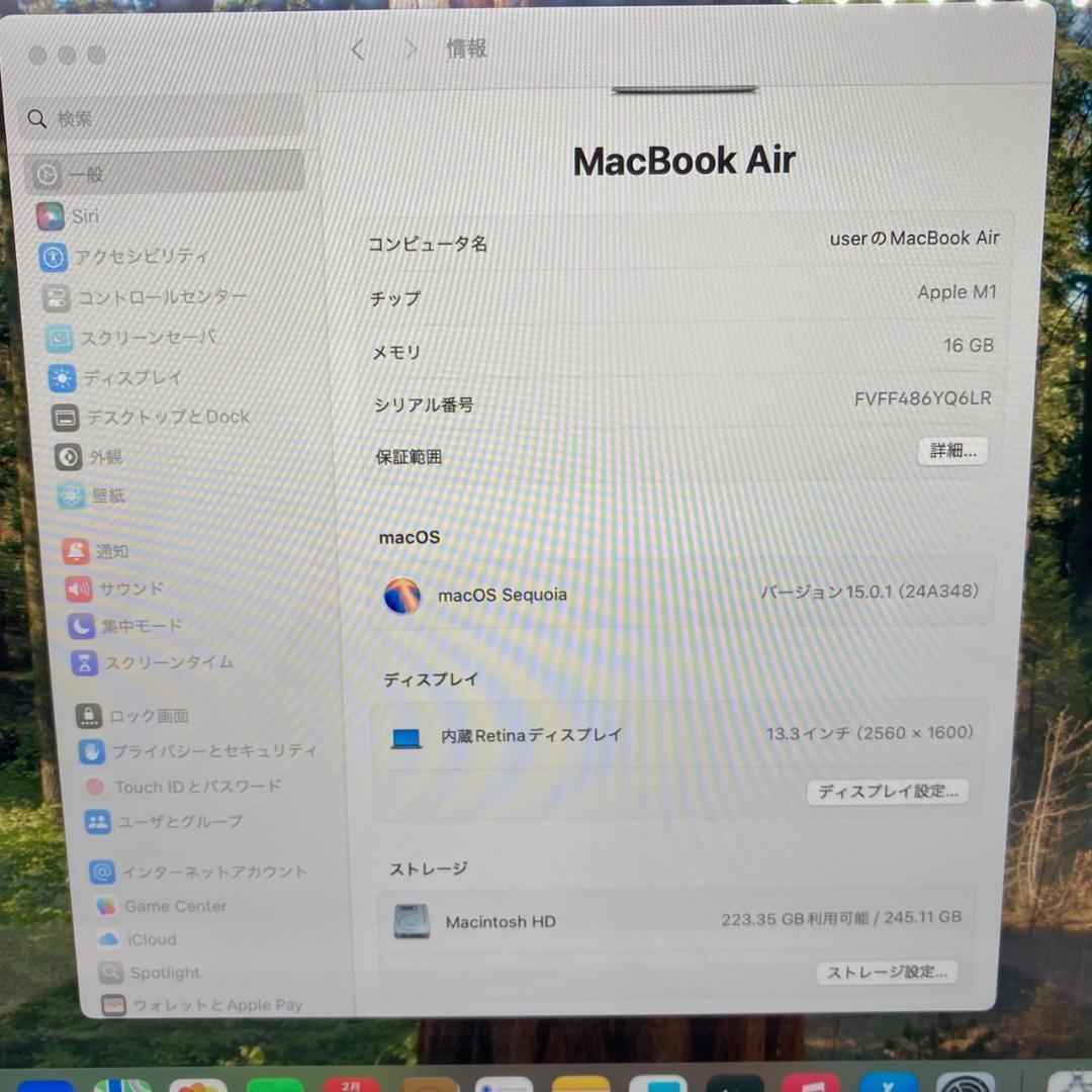 MacBook本体 Apple MacBook Air A2337 2020 M1 16GB
