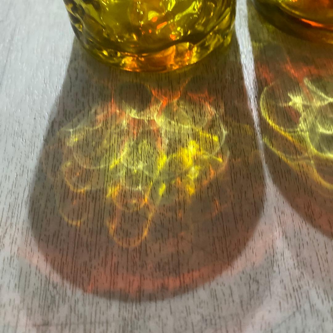 琉球グラス　レア赤オレンジ系　盛頃物　4個セット