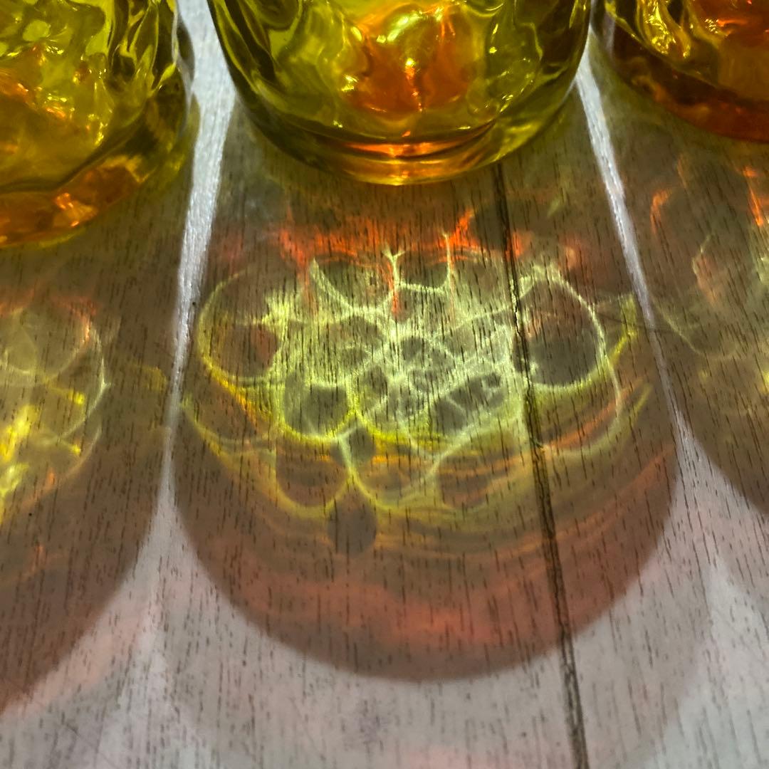 琉球グラス　レア赤オレンジ系　盛頃物　4個セット