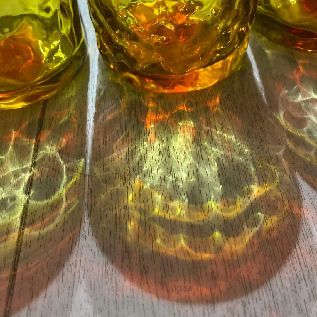 琉球グラス　レア赤オレンジ系　盛頃物　4個セット