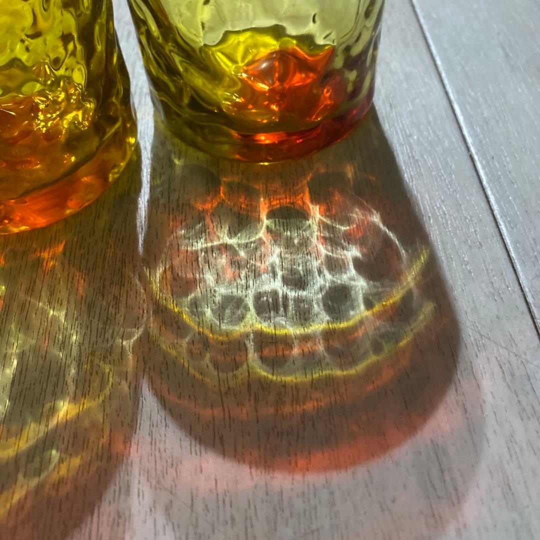 琉球グラス　レア赤オレンジ系　盛頃物　4個セット