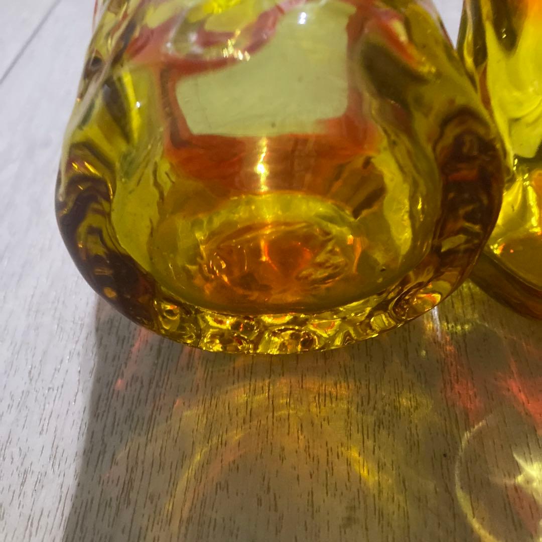 琉球グラス　レア赤オレンジ系　盛頃物　4個セット