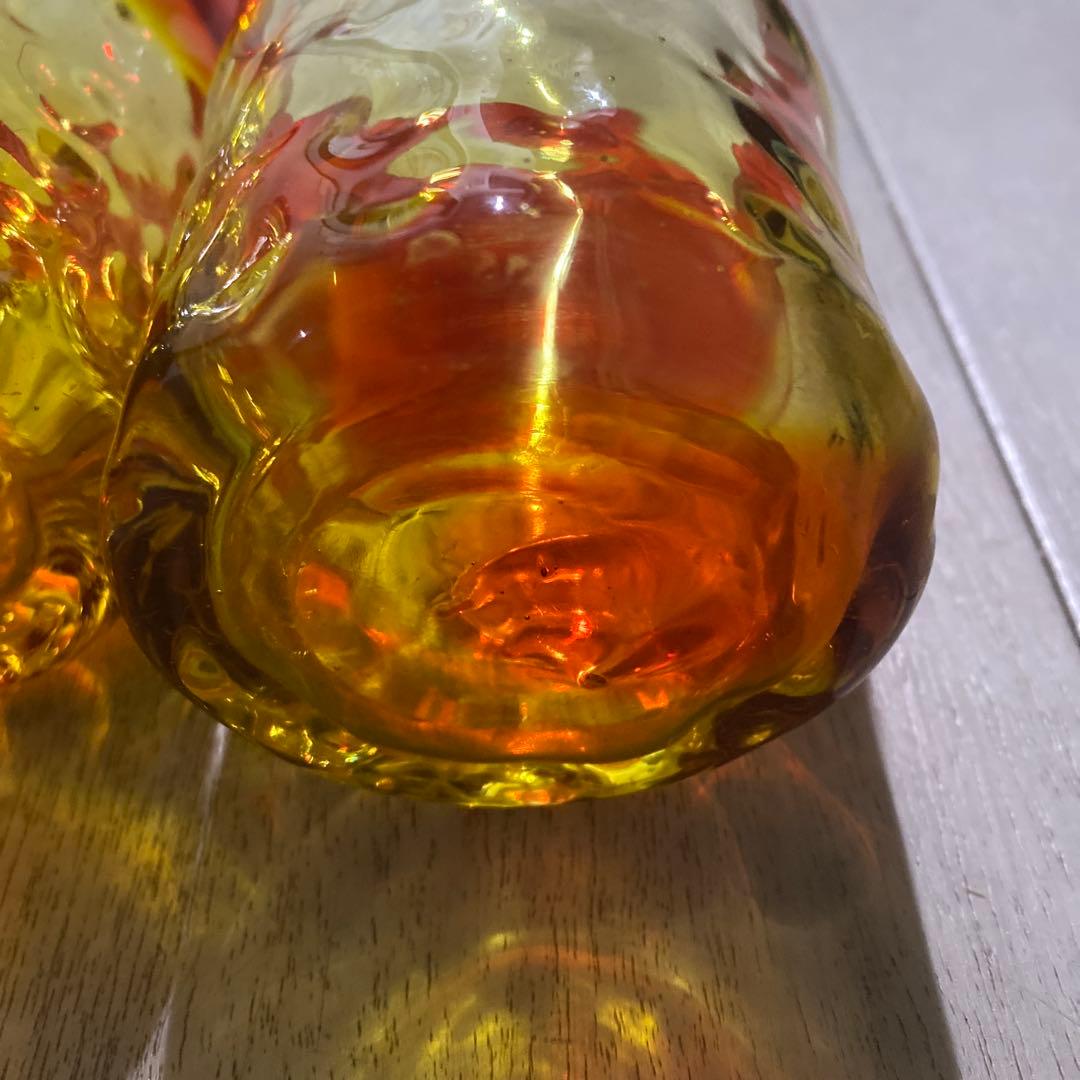 琉球グラス　レア赤オレンジ系　盛頃物　4個セット