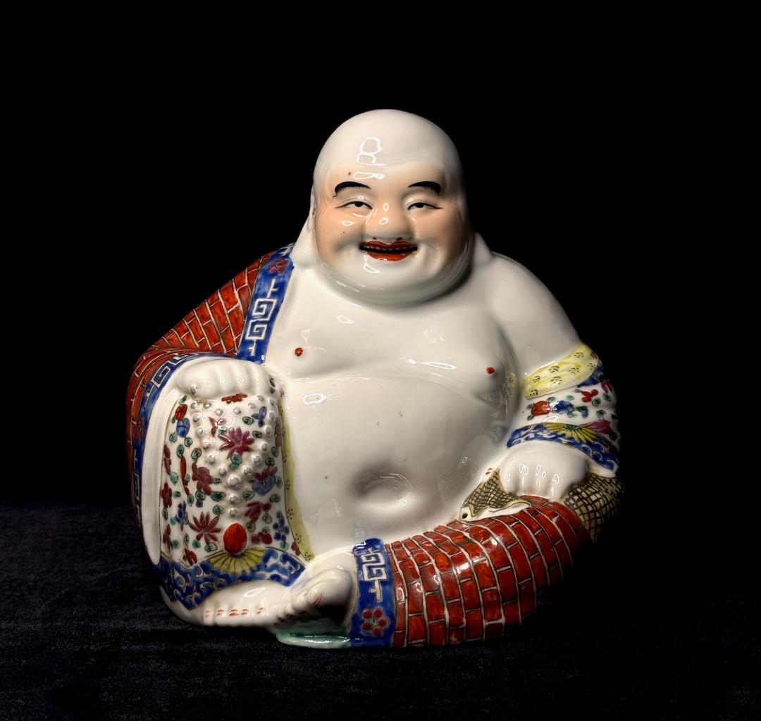 中国古美術　景徳鎮　粉彩　布袋像　朱義順作　高さ25㎝