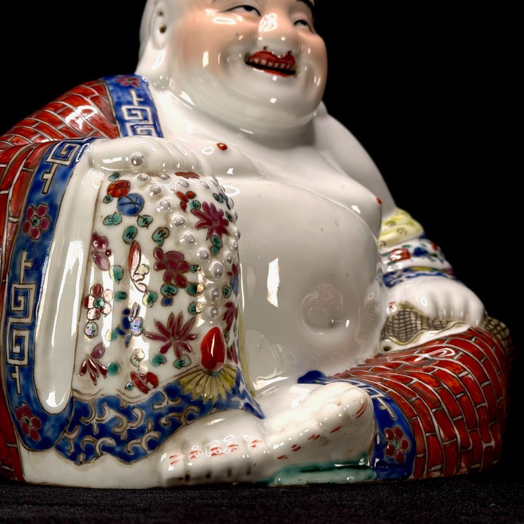中国古美術　景徳鎮　粉彩　布袋像　朱義順作　高さ25㎝