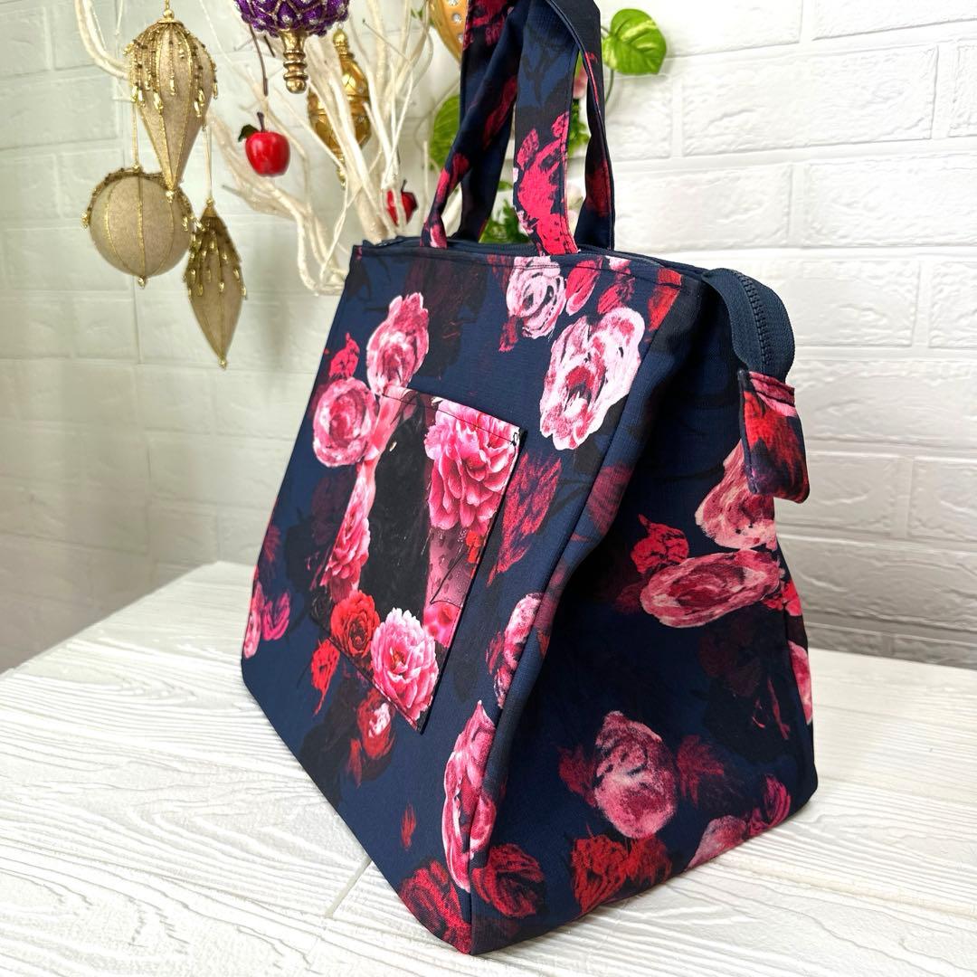 黒猫とバラのトートバッグ3点セット ハンドメイド