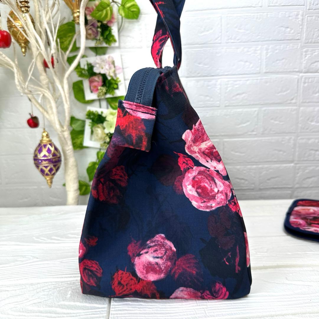 黒猫とバラのトートバッグ3点セット ハンドメイド