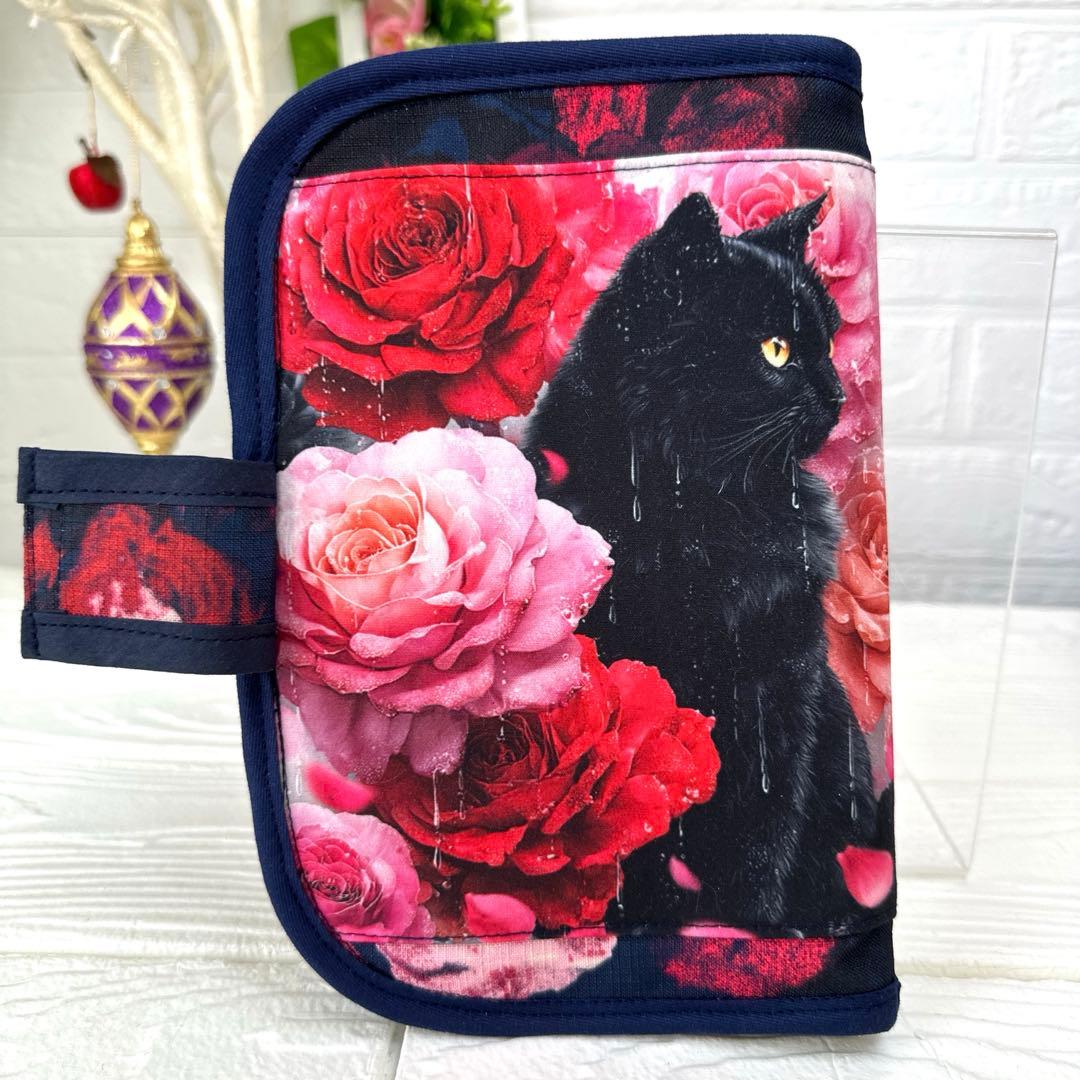 黒猫とバラのトートバッグ3点セット ハンドメイド