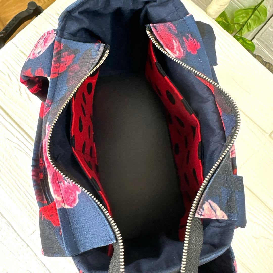 黒猫とバラのトートバッグ3点セット ハンドメイド