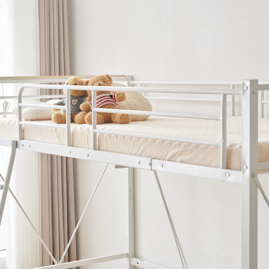 激安！ロフトベッド（S）コンセント付き 子供部屋 スチール 耐震 BLACK