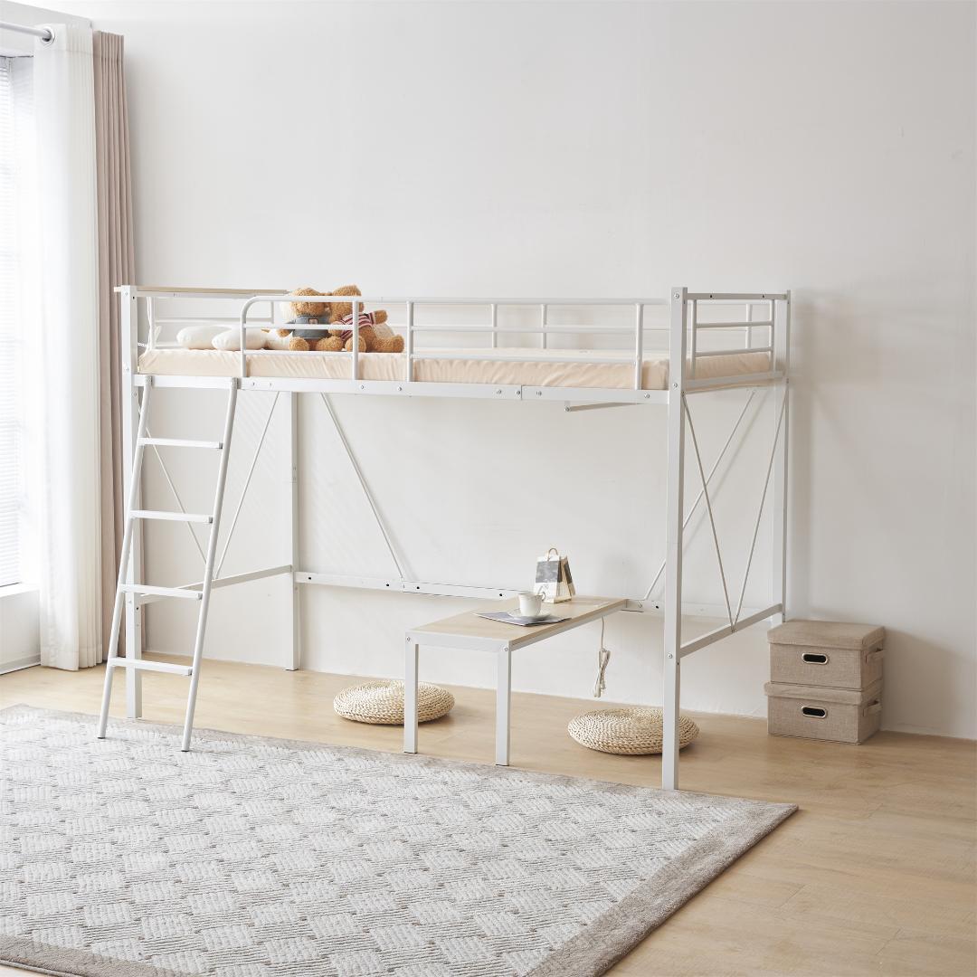 激安！ロフトベッド（S）コンセント付き 子供部屋 スチール 耐震 BLACK