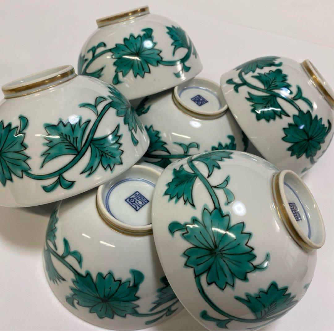 平安　京泉　清水焼 京焼 唐草 丼 どんぶり 小丼 6点セット　鉢　深鉢　丼