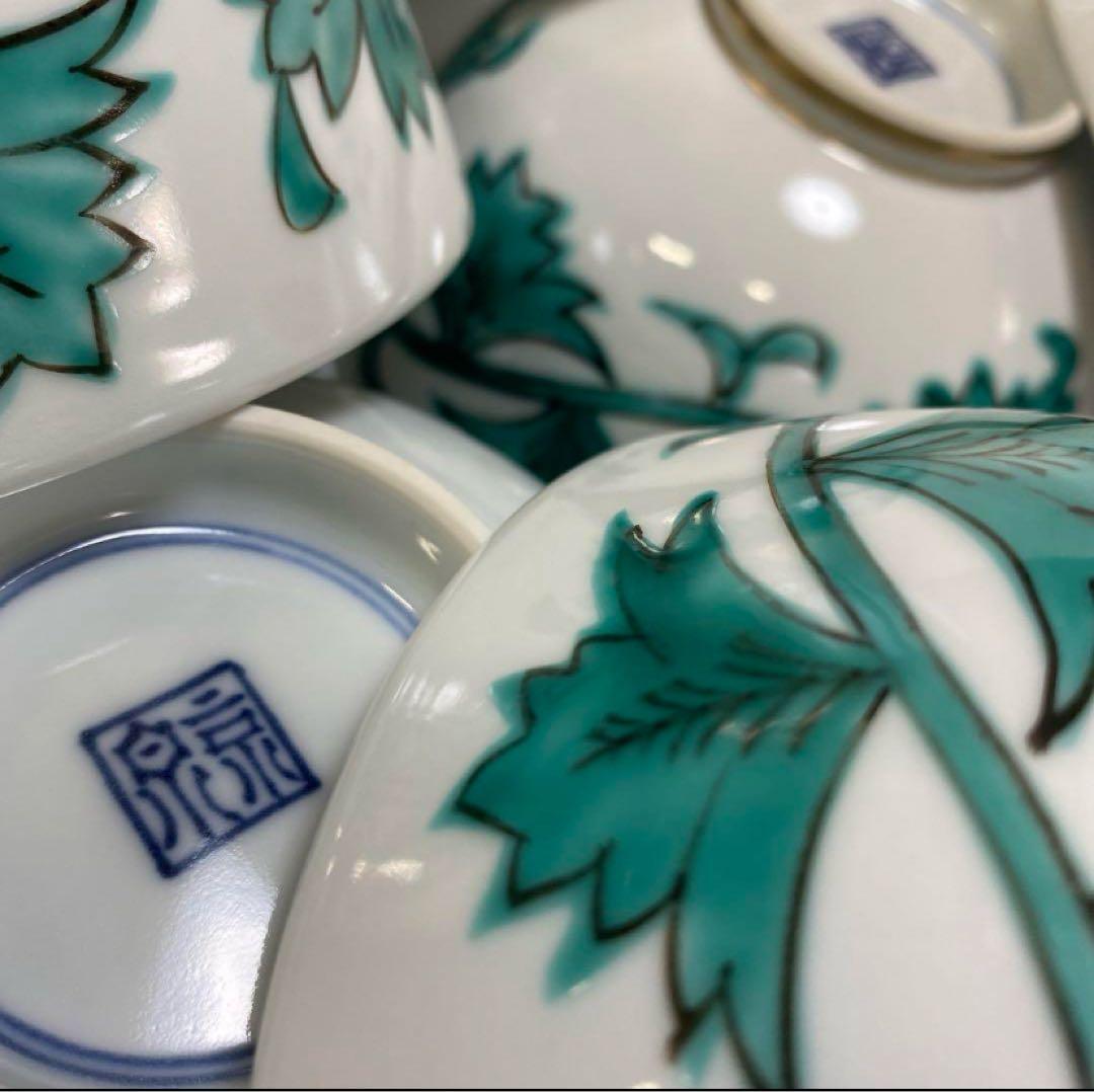 平安　京泉　清水焼 京焼 唐草 丼 どんぶり 小丼 6点セット　鉢　深鉢　丼