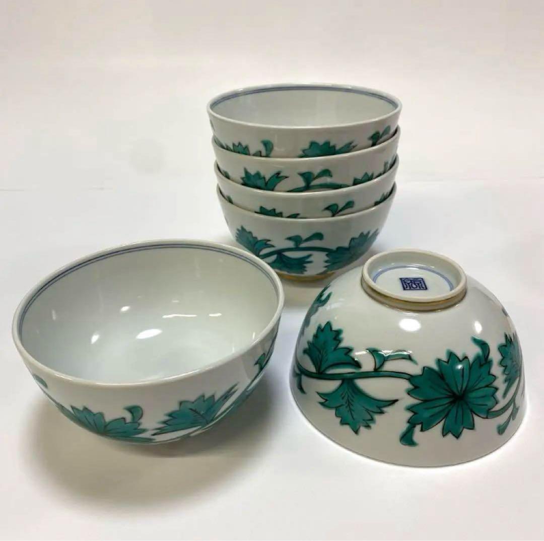 平安　京泉　清水焼 京焼 唐草 丼 どんぶり 小丼 6点セット　鉢　深鉢　丼