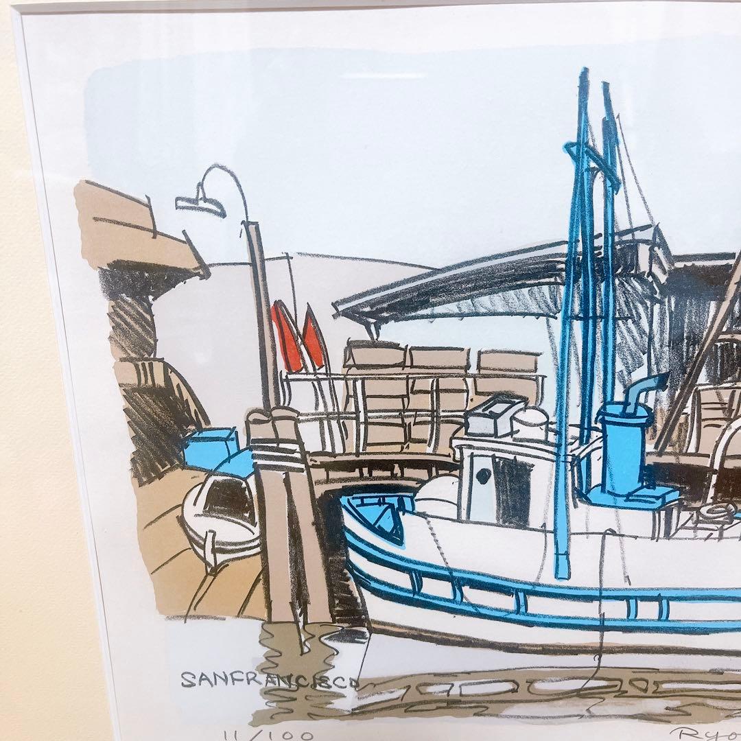 【真作】柳原良平 リトグラフ 「サンフランシスコ」直筆サイン・エディション入