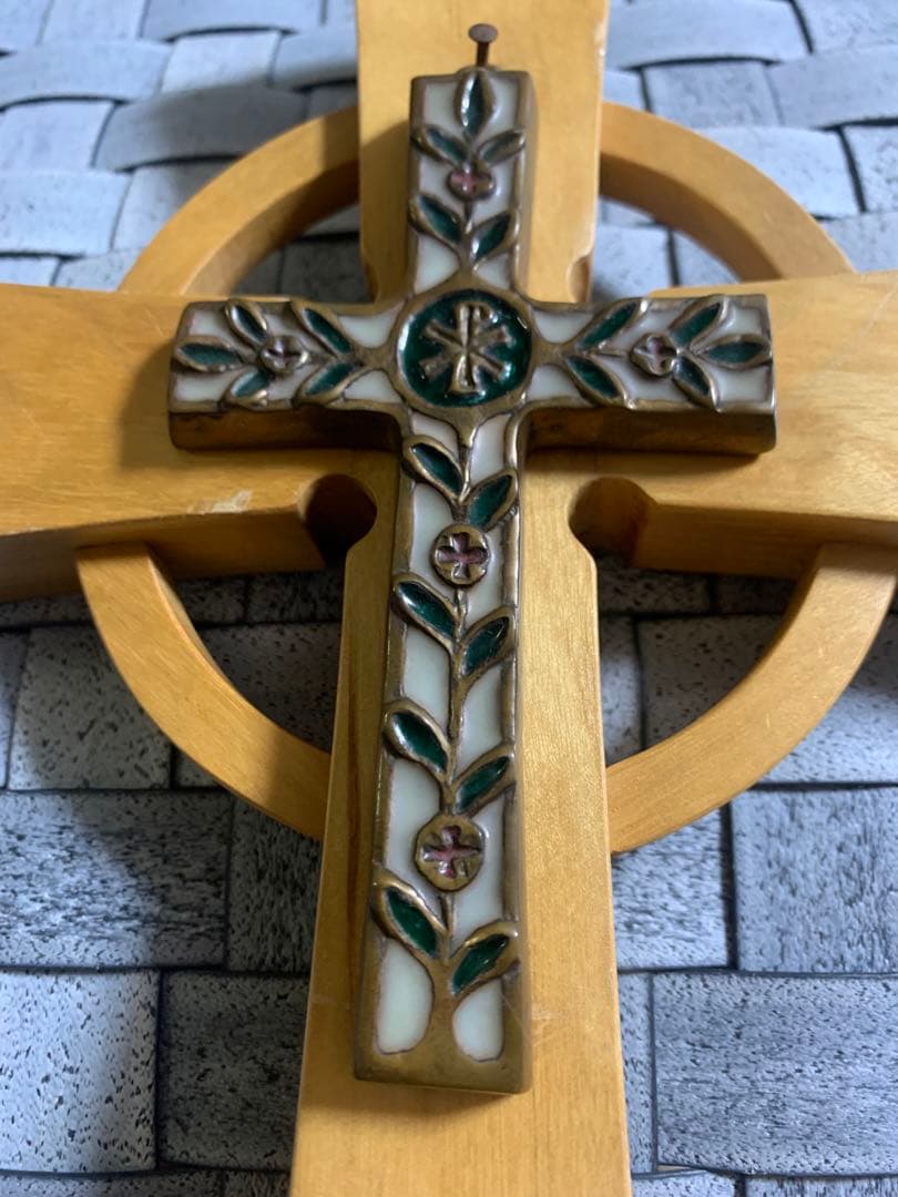 アンティーク　真鍮製クロス&三層スタンディングクロステーブル