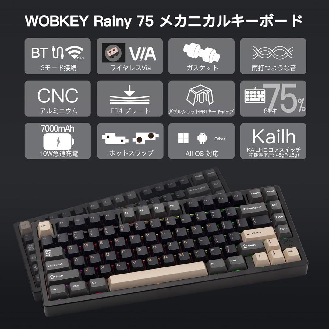 【新品未使用】WOBKEY Rainy75 Proモデル シルバー