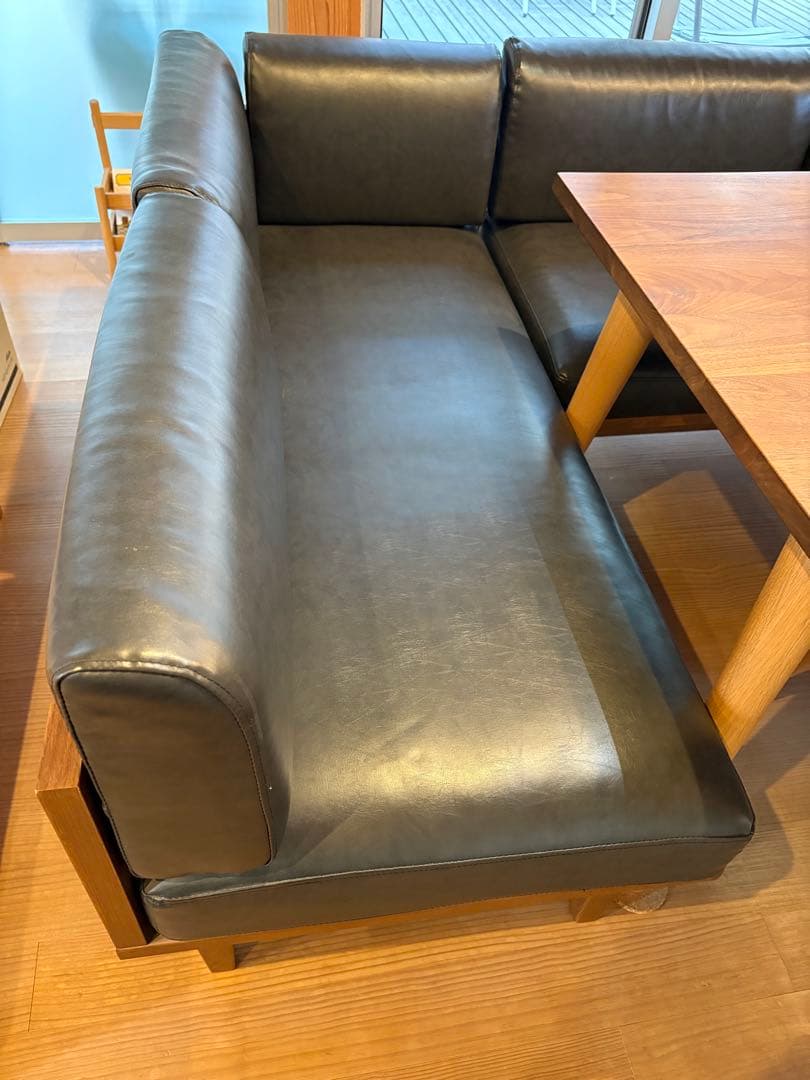 unico 黒 ダイニングレザーソファ