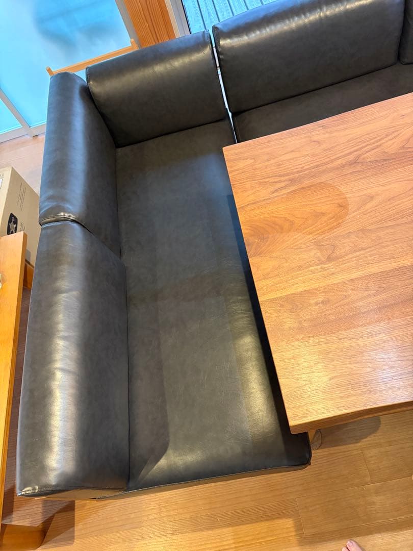 unico 黒 ダイニングレザーソファ
