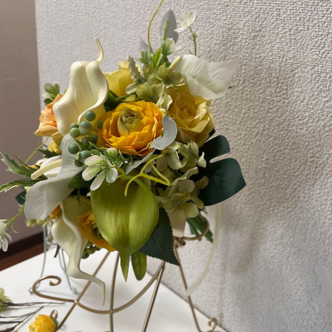 ウエディングブーケ、クラッチタイプNo.368ヘアアクセ、ブートニア付き