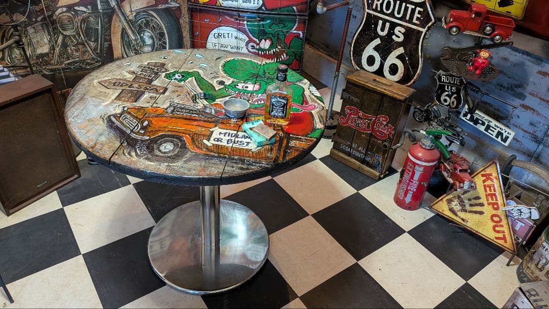 ラットフィンク ガレージテーブル ラウンドテーブル（移動中） コーヒーテーブル