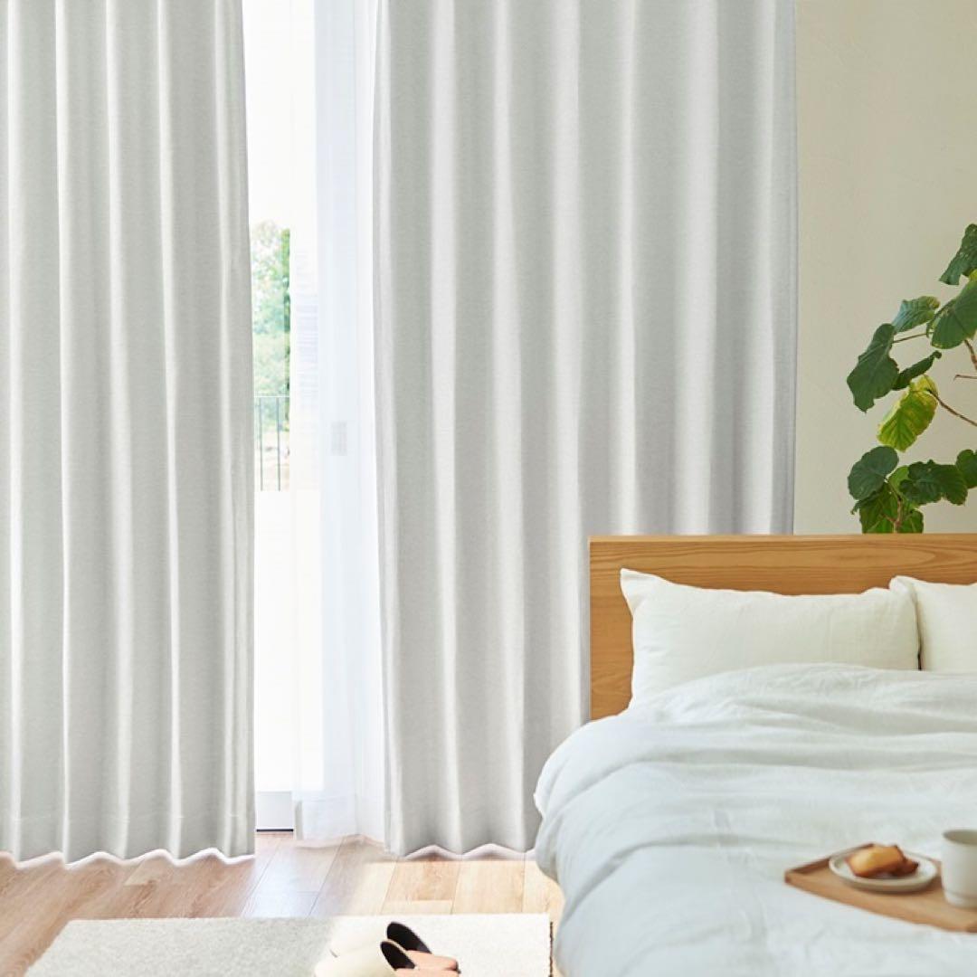 【ほぼ未使用】ケユカ｜ドレープカーテン｜両開き｜遮光1級｜形状記憶｜ホワイト