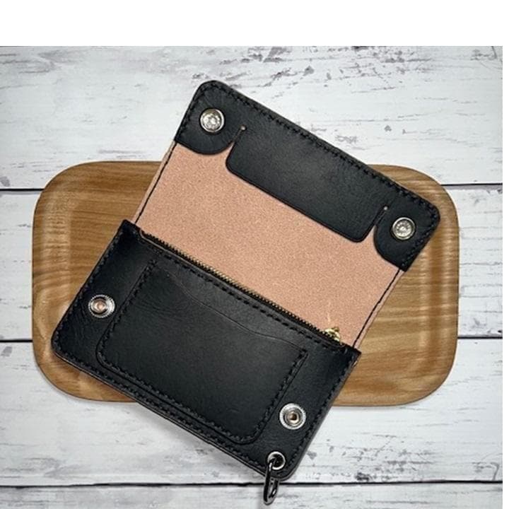 kbm ④ミドルトラッカーウォレット/姫路レザー茶芯/真鍮/小判カン真鍮