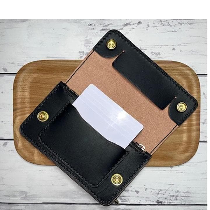 kbm ④ミドルトラッカーウォレット/姫路レザー茶芯/真鍮/小判カン真鍮