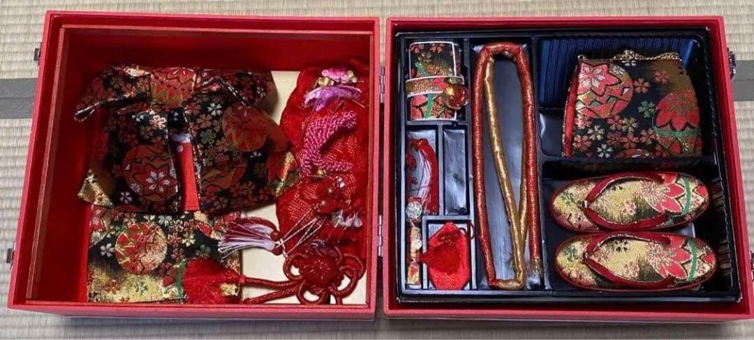 女の子帯バッグ髪飾りセット