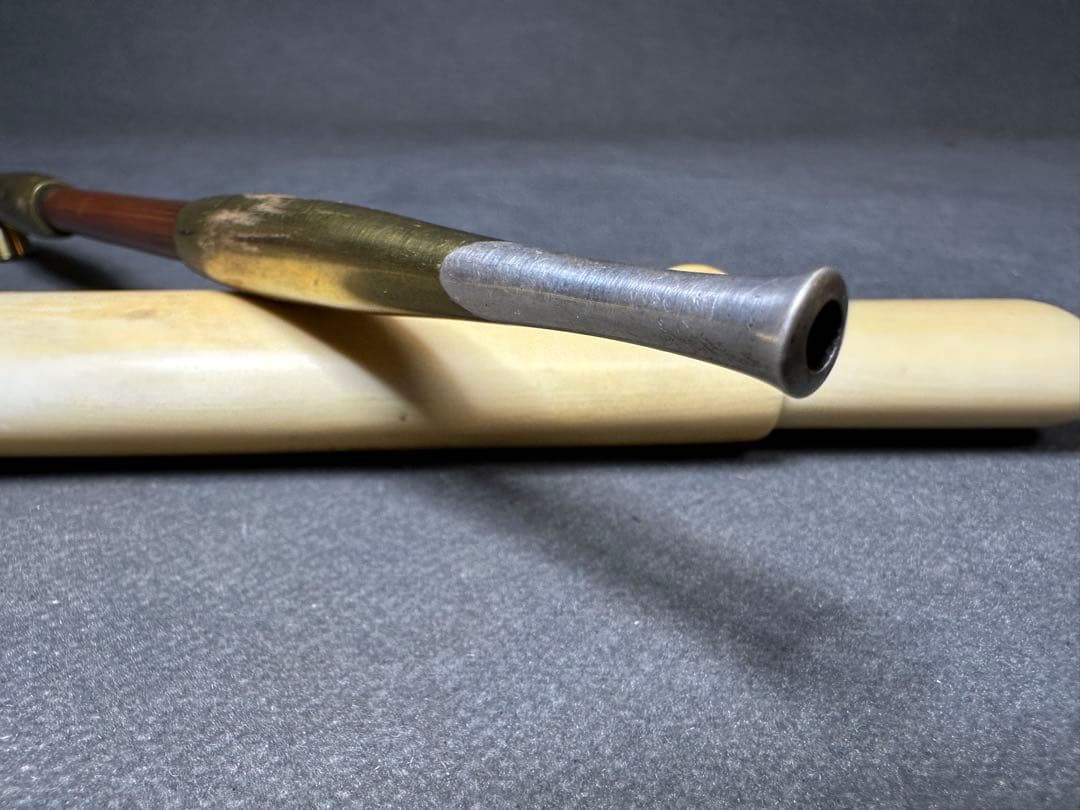 極上手　金銀口キセル　煙管入　キセル入れ　時代物 煙草道具天然素材アンティーク