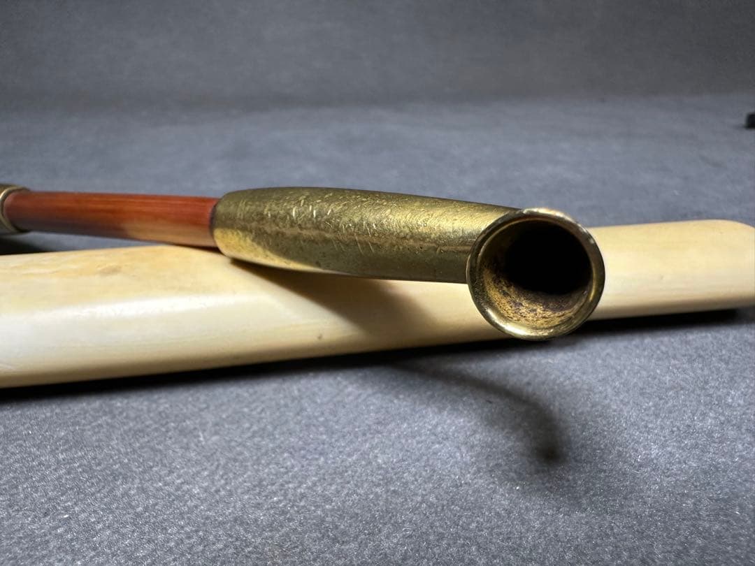 極上手　金銀口キセル　煙管入　キセル入れ　時代物 煙草道具天然素材アンティーク