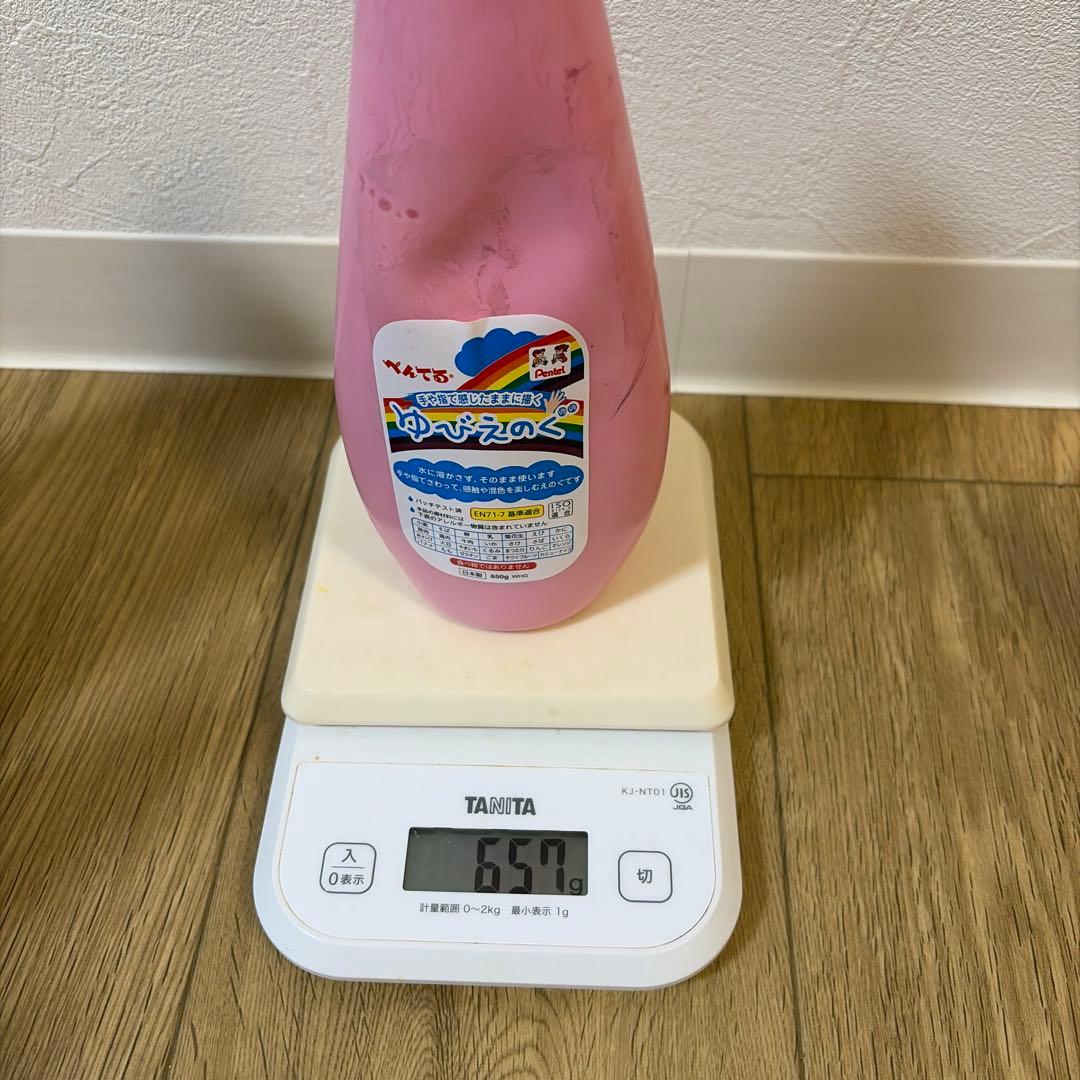 ぺんてる ゆびえのぐ 8色 日本製水性絵の具 フィンガーペイント 半分は未使用