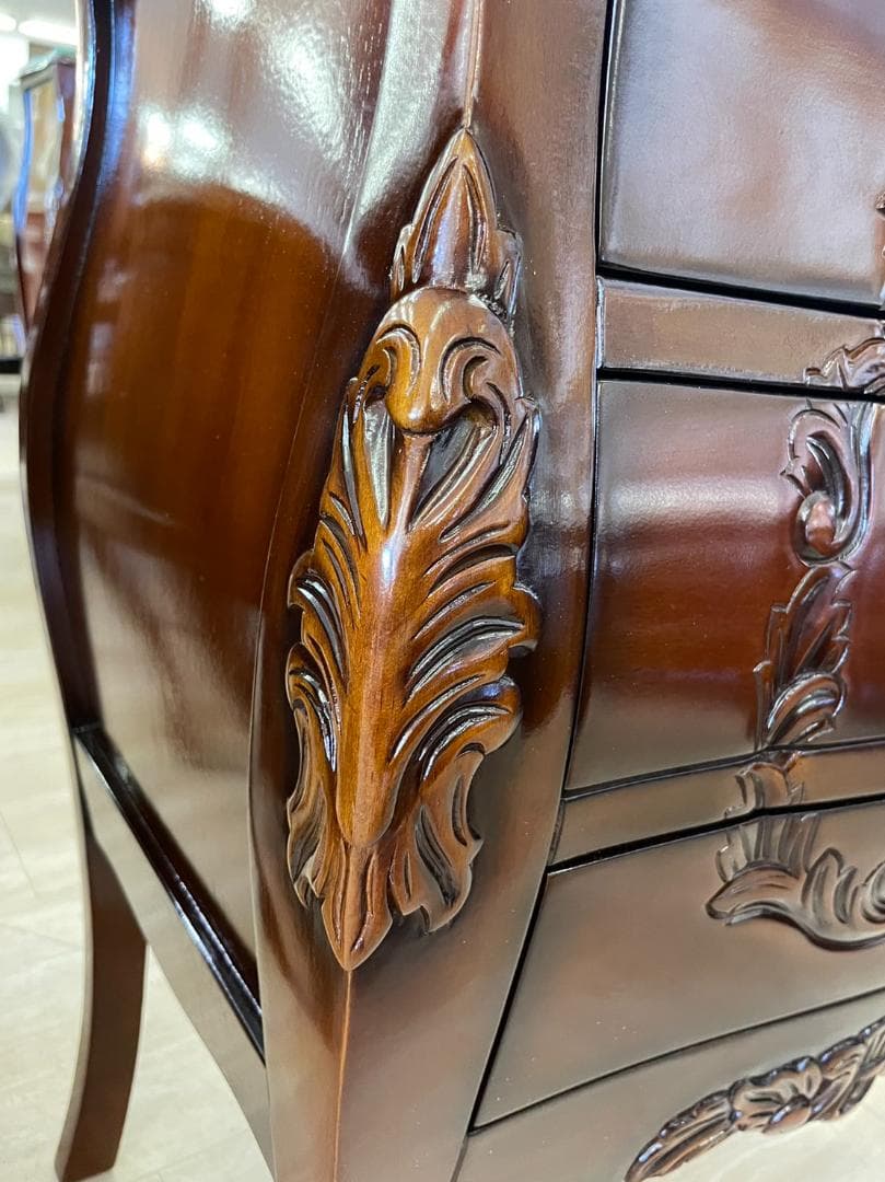 マホガニー　ナイトテーブル　3段チェスト　アンティーク風　ミニチェスト　引出し