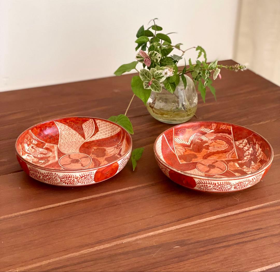 九谷焼　赤絵　中皿　煮物椀　深皿