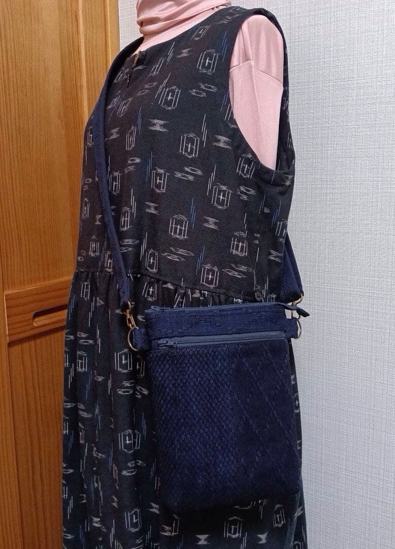 ショルダーバッグ　ハンドメイド　藍染木綿二重剣道着リメイク
