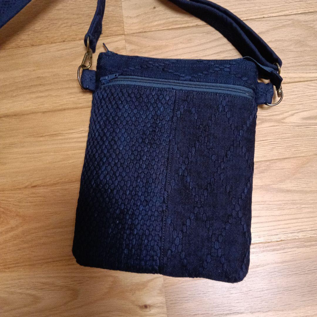 ショルダーバッグ　ハンドメイド　藍染木綿二重剣道着リメイク