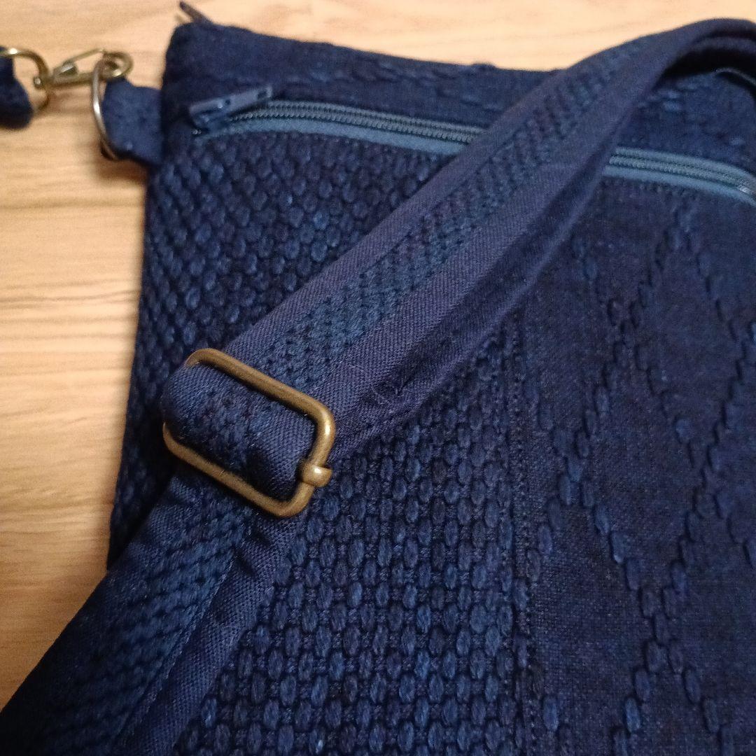 ショルダーバッグ　ハンドメイド　藍染木綿二重剣道着リメイク