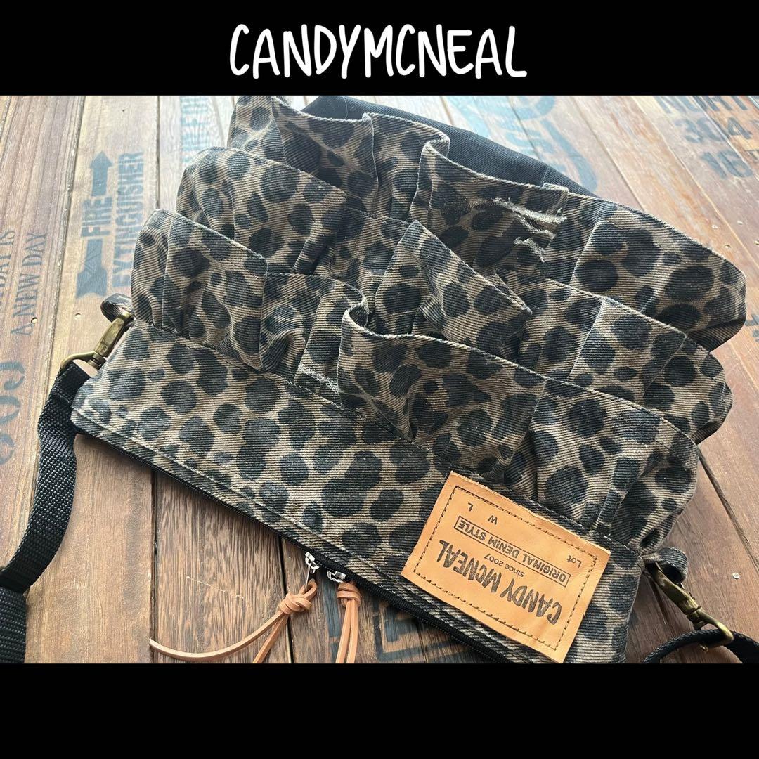 【３段フリルショルダーバッグ】レオパード柄　ハンドメイド2way 紐変更可能