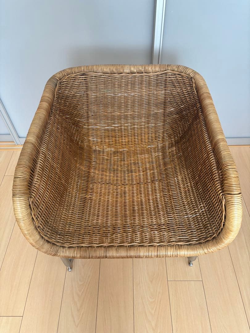 70s スチールレッグ　ラタン キューブチェア