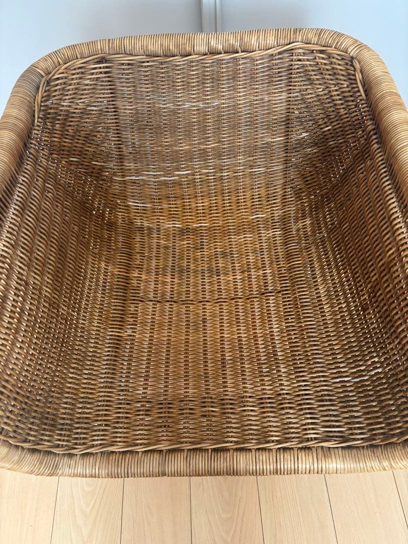 70s スチールレッグ　ラタン キューブチェア
