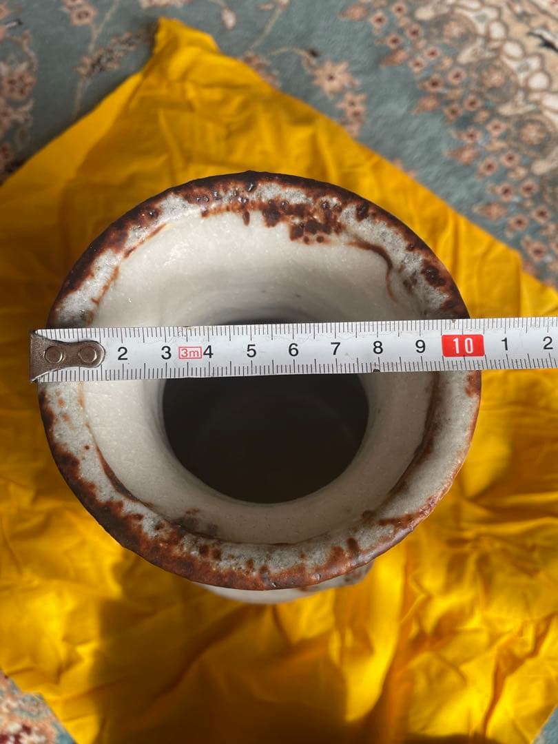 加藤寛治 花瓶 白茶 グラデーション 専用木箱付き