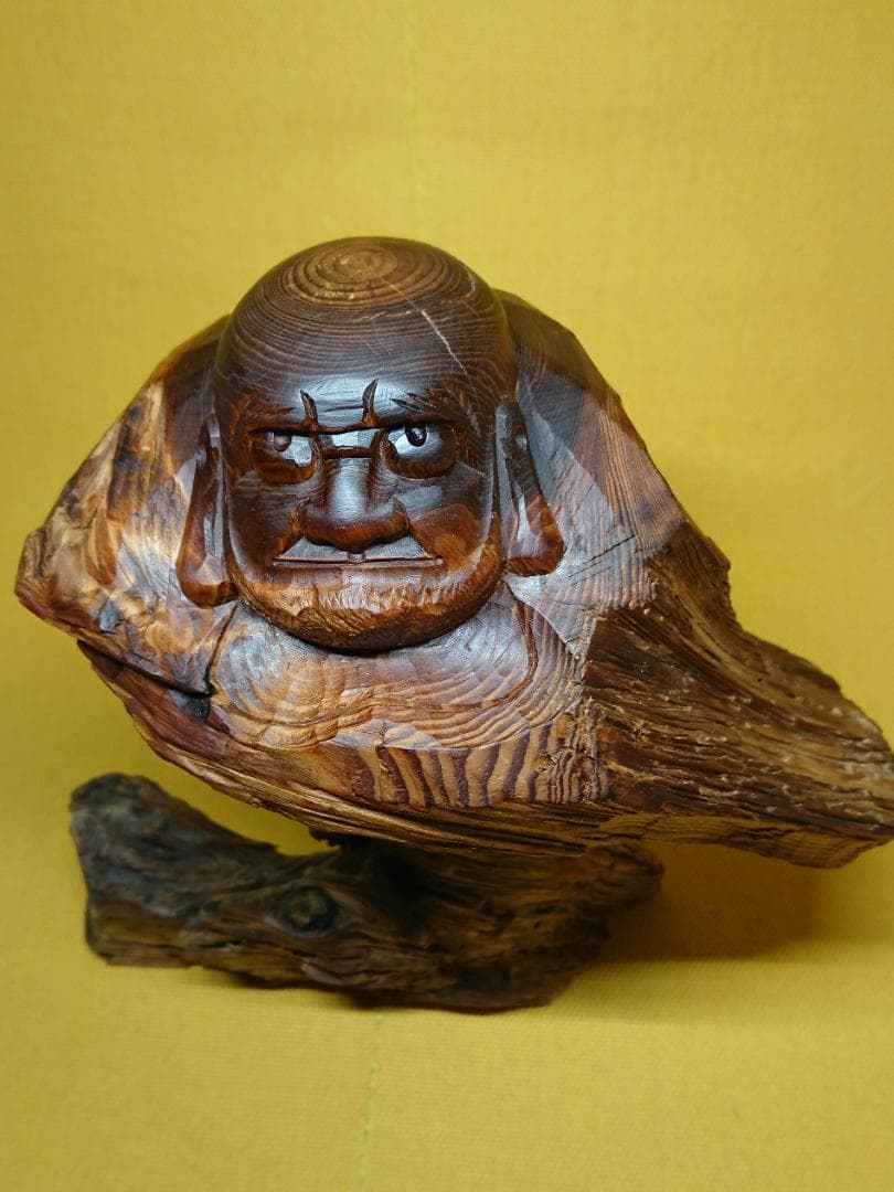 だるま　達磨　彫刻　天然木　置物　インテリア　工芸品　美術品　A1196
