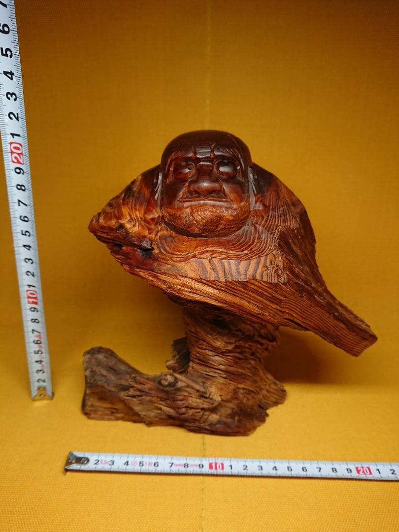 だるま　達磨　彫刻　天然木　置物　インテリア　工芸品　美術品　A1196