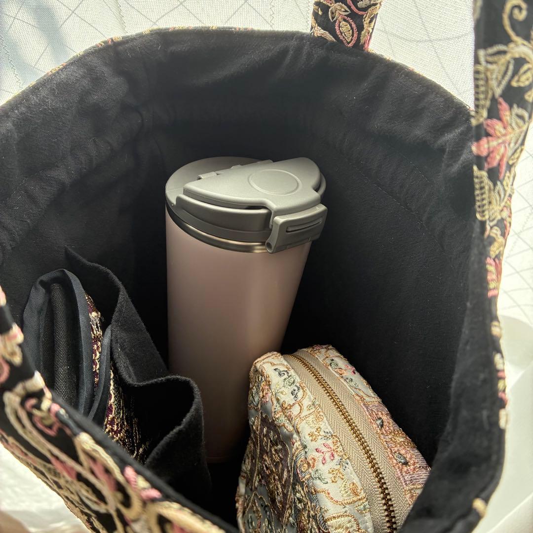 巾着バッグ（インド刺繍　ブラック）