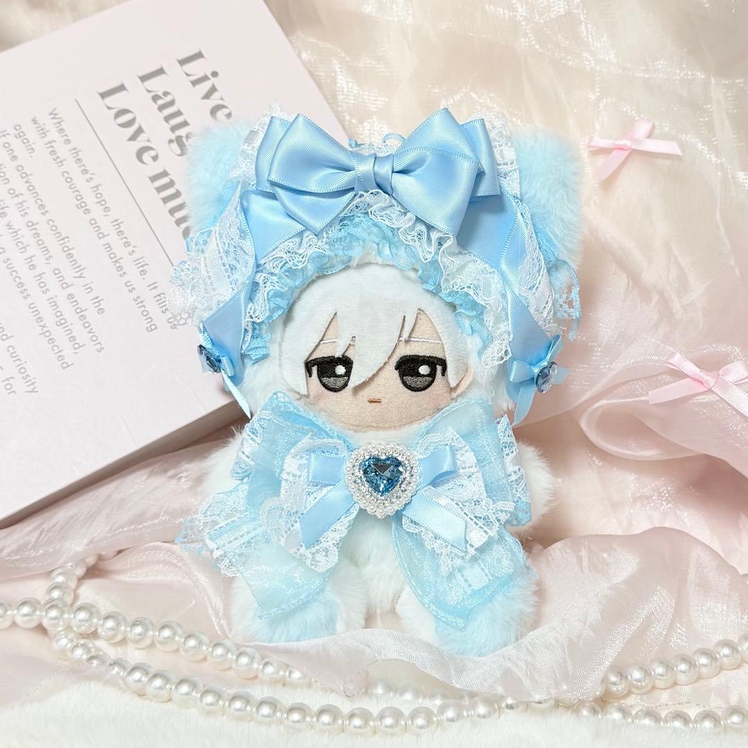 ぬい服　おすわりフリル水色ねこちゃん サイズ②で作成