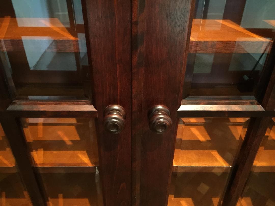 北海道民芸家具 飾り棚 本棚 ガラスキャビネット ディスプレイ棚